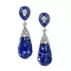50ctw Invisible Set Blue Sapphire Art-deco Drop Earrings