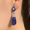 50ctw Invisible Set Blue Sapphire Art-deco Drop Earrings