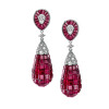 50ctw Invisible Set Blue Sapphire Art-deco Drop Earrings