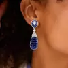 50ctw Invisible Set Blue Sapphire Art-deco Drop Earrings