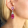 50ctw Invisible Set Blue Sapphire Art-deco Drop Earrings
