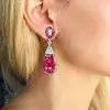 50ctw Invisible Set Blue Sapphire Art-deco Drop Earrings