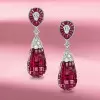 50ctw Invisible Set Blue Sapphire Art-deco Drop Earrings