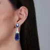 50ctw Invisible Set Blue Sapphire Art-deco Drop Earrings