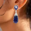 50ctw Invisible Set Blue Sapphire Art-deco Drop Earrings
