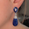 50ctw Invisible Set Blue Sapphire Art-deco Drop Earrings