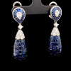50ctw Invisible Set Blue Sapphire Art-deco Drop Earrings