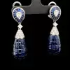 50ctw Invisible Set Blue Sapphire Art-deco Drop Earrings