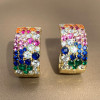 Scattered Paved Multicolor Sapphire Starry Hoop Earrings