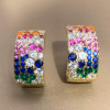 Scattered Paved Multicolor Sapphire Starry Hoop Earrings