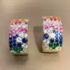 Scattered Paved Multicolor Sapphire Starry Hoop Earrings
