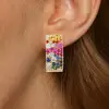 Scattered Paved Multicolor Sapphire Starry Hoop Earrings