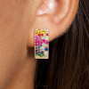 Scattered Paved Multicolor Sapphire Starry Hoop Earrings