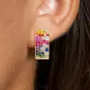 Scattered Paved Multicolor Sapphire Starry Hoop Earrings