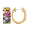 Scattered Paved Multicolor Sapphire Starry Hoop Earrings