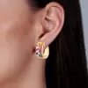 Scattered Paved Multicolor Sapphire Starry Hoop Earrings