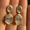 13ctw Oval and Round Matte Finish Drop Earrings