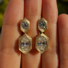 13ctw Oval and Round Matte Finish Drop Earrings