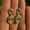13ctw Oval and Round Matte Finish Drop Earrings