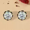 7.5ctw Round Cut Vintage Two Tone Stud Earrings