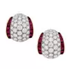9ctw White and Blue Sapphrie Art-deco Huggie Earrings