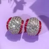 9ctw White and Blue Sapphrie Art-deco Huggie Earrings