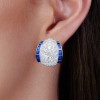 9ctw White and Blue Sapphrie Art-deco Huggie Earrings