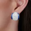 9ctw White and Blue Sapphrie Art-deco Huggie Earrings