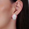 9ctw White and Blue Sapphrie Art-deco Huggie Earrings