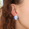 9ctw White and Blue Sapphrie Art-deco Huggie Earrings