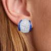 9ctw White and Blue Sapphrie Art-deco Huggie Earrings