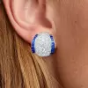 9ctw White and Blue Sapphrie Art-deco Huggie Earrings