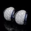 9ctw White and Blue Sapphrie Art-deco Huggie Earrings