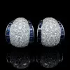 9ctw White and Blue Sapphrie Art-deco Huggie Earrings