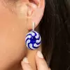 12ctw White and Blue Sapphire Art-deco Drop Earrings