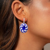 12ctw White and Blue Sapphire Art-deco Drop Earrings