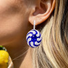 12ctw White and Blue Sapphire Art-deco Drop Earrings