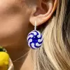 12ctw White and Blue Sapphire Art-deco Drop Earrings