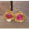 5ctw Oval Cut Fuchsia Sapphire Flower Drop Earrings