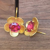 5ctw Oval Cut Fuchsia Sapphire Flower Drop Earrings