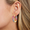 12ctw Multicolor Sapphire Paved Rainbow Hoop Earrings
