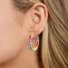 12ctw Multicolor Sapphire Paved Rainbow Hoop Earrings