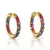 12ctw Multicolor Sapphire Paved Rainbow Hoop Earrings