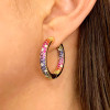 12ctw Multicolor Sapphire Paved Rainbow Hoop Earrings