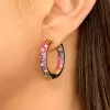 12ctw Multicolor Sapphire Paved Rainbow Hoop Earrings