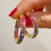12ctw Multicolor Sapphire Paved Rainbow Hoop Earrings