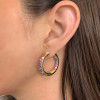 12ctw Multicolor Sapphire Paved Rainbow Hoop Earrings