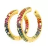 12ctw Multicolor Sapphire Paved Rainbow Hoop Earrings