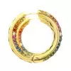 12ctw Multicolor Sapphire Paved Rainbow Hoop Earrings