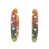 12ctw Multicolor Sapphire Paved Rainbow Hoop Earrings